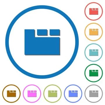 Horizontal tabbed layout active icons with shadows and outlines Stock Illustration