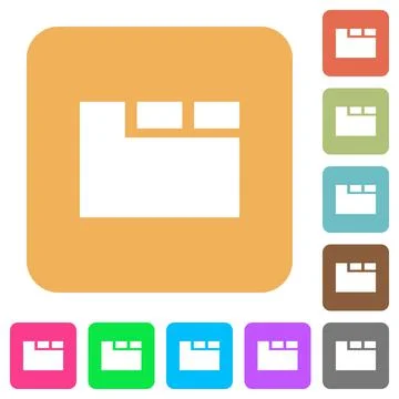 Horizontal tabbed layout active rounded square flat icons Stock Illustration