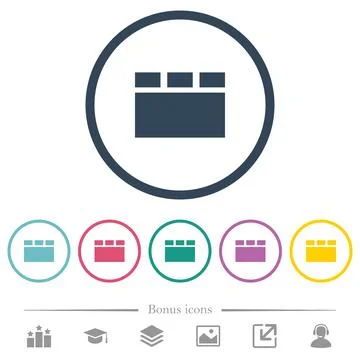 Horizontal tabbed layout flat color icons in round outlines Illustrazione stock