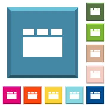 Horizontal tabbed layout white icons on edged square buttons Illustrazione stock