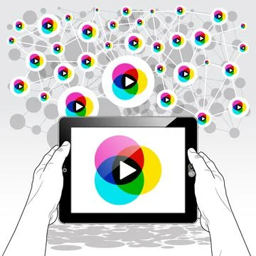 Horizontal Tablet PC streaming media player Stockillustratie