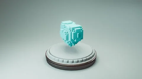 Horizontal teal Turntable pumping heart loop Stock Footage 293345509