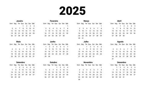 Horizontal template calendar New Year 2025. Portuguese calendar design Stock Illustration