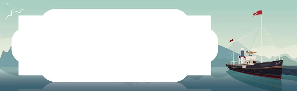 Horizontal template with old ship in clear day Stock Illustration