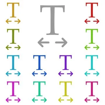 Horizontal, text multi color icon. Simple thin line, outline vector of Text e Stock Illustration