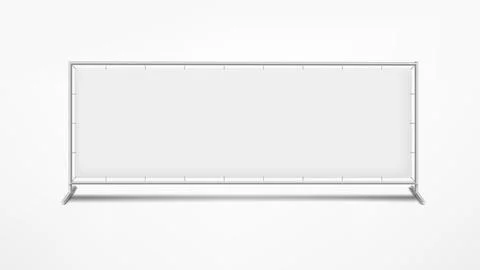 Horizontal textile blank banner isolated on white background. 3d vector mocku Stock Illustration