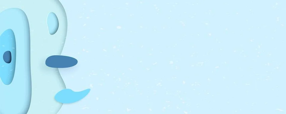 Horizontal texture blue.background with papercut shape. Paper cut style templ Stock Illustration