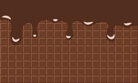 Horizontal texture of chocolate bar surface with chocolate dripping Stock Illustration