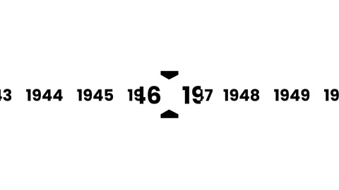 Horizontal timeline scrolling smoothly to the year 1940 animation Stock Footage 323711150