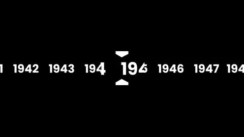 Horizontal timeline scrolling smoothly to the year 1938 animation Stock Footage 323711175