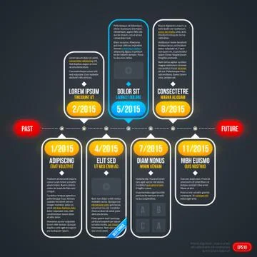 Horizontal timeline with transparent elements. EPS10. Stock Illustration
