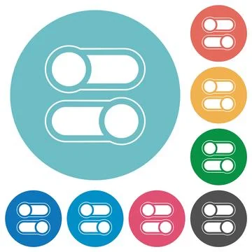 Horizontal toggle switches alternate flat round icons Stockillustratie