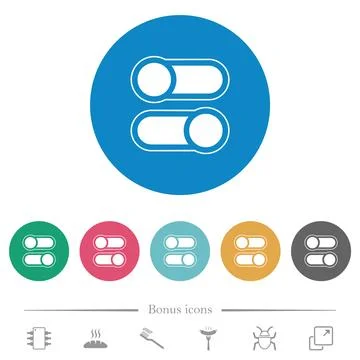 Horizontal toggle switches alternate flat round icons Illustrazione stock