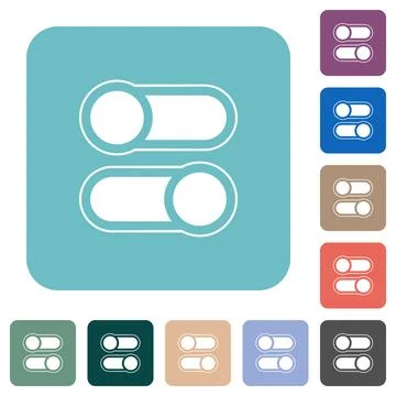 Horizontal toggle switches alternate rounded square flat icons Illustrazione stock
