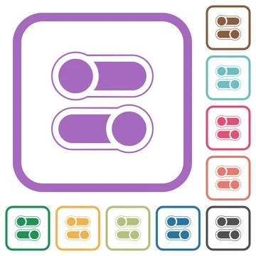 Horizontal toggle switches alternate simple icons Illustrazione stock
