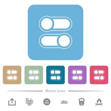 Horizontal toggle switches alternate white flat icons on color rounded square イラスト素材