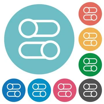 Horizontal toggle switches outline flat round icons Stockillustratie
