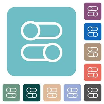 Horizontal toggle switches outline rounded square flat icons Stock Illustration