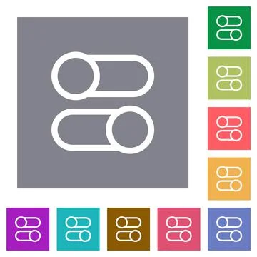 Horizontal toggle switches outline square flat icons Illustrazione stock