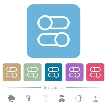 Horizontal toggle switches outline white flat icons on color rounded square b イラスト素材