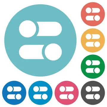 Horizontal toggle switches solid flat round icons 스톡 일러스트