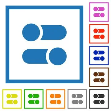 Horizontal toggle switches solid flat framed icons Illustrazione stock