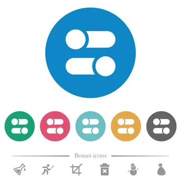 Horizontal toggle switches solid flat round icons Stockillustratie