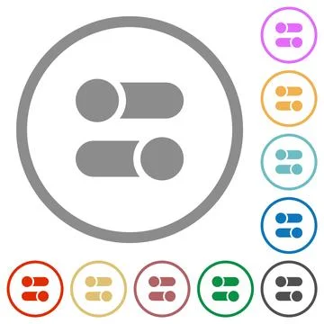 Horizontal toggle switches solid flat icons with outlines Stockillustratie