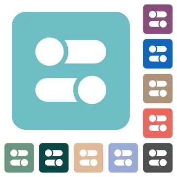 Horizontal toggle switches solid rounded square flat icons Stock Illustration