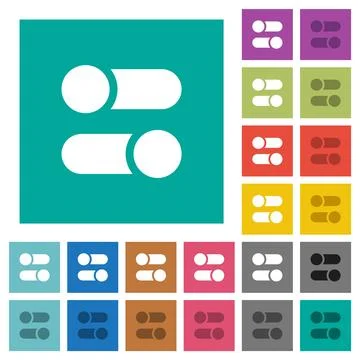 Horizontal toggle switches solid square flat multi colored icons イラスト素材