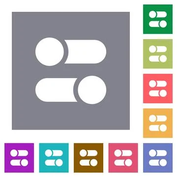 Horizontal toggle switches solid square flat icons 库存插图