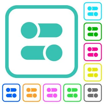 Horizontal toggle switches solid vivid colored flat icons 스톡 일러스트
