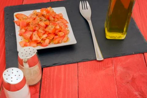 Horizontal tomato salad Stock Photos