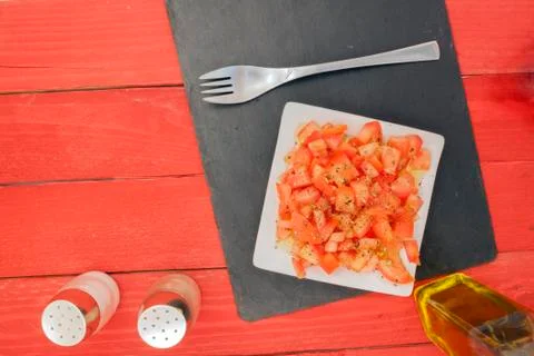 Horizontal tomato salad Stock Photos