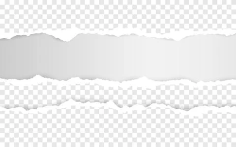 Horizontal torn paper edge. Ripped squared horizontal white paper strips. Vec Stock Illustration
