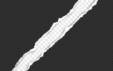 Horizontal torn paper edge. Ripped squared horizontal white paper strips. Vec Stock Illustration
