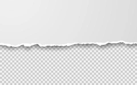 Horizontal torn paper edge. Ripped squared horizontal white paper strips. Vec Stock Illustration