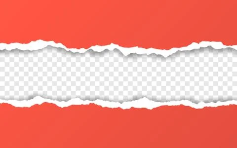 Horizontal torn paper edge. Ripped squared horizontal paper strips. Vector il Stock Illustration