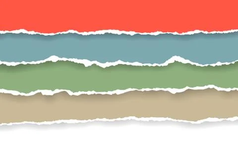 Horizontal torn paper edge. Ripped squared horizontal paper strips. Vector il Stock Illustration
