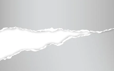 Horizontal torn paper edge. Ripped squared horizontal white paper strips. Vec Stock Illustration