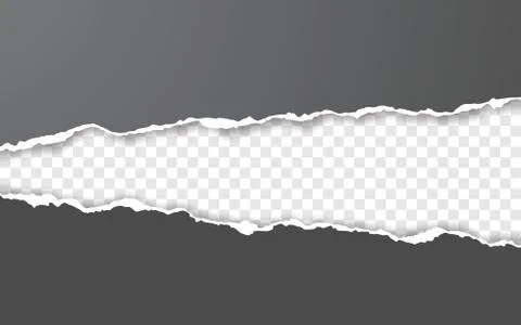 Horizontal torn paper edge. Ripped squared horizontal white paper strips. Vec Stock Illustration
