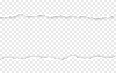 Horizontal torn paper edge. Ripped squared horizontal white paper strips. Vec Stock Illustration