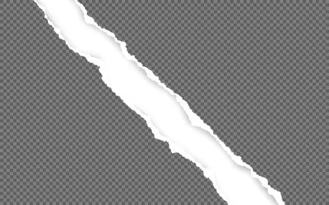 Horizontal torn paper edge. Ripped squared horizontal white paper strips. Vec Stock Illustration