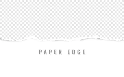 Horizontal torn paper edge. Ripped squared horizontal white paper strips. Vec Stock Illustration