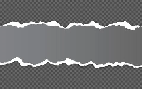 Horizontal torn paper edge. Ripped squared horizontal white paper strips. Vec Stock Illustration