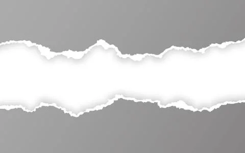 Horizontal torn paper edge. Ripped squared horizontal paper strips. Vector il Illustrazione stock