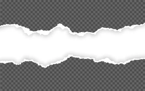 Horizontal torn paper edge. Ripped squared horizontal paper strips. Vector il Illustrazione stock