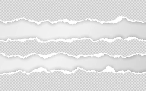 Horizontal torn paper edge. Ripped squared horizontal paper strips. Vector il Stock Illustration