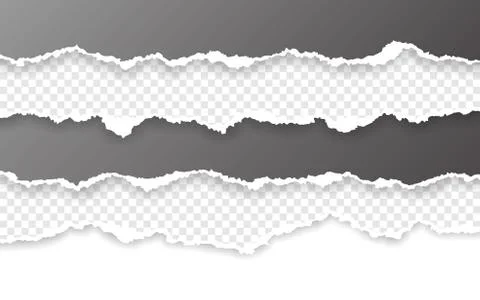 Horizontal torn paper edge. Ripped squared horizontal paper strips. Vector il Illustrazione stock