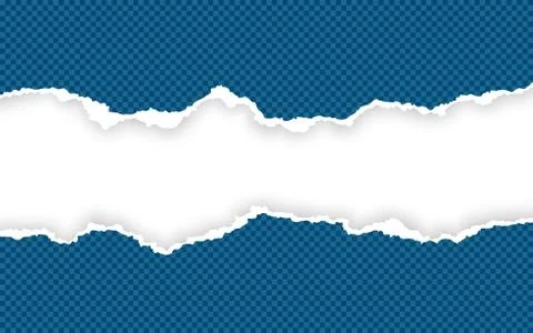 Horizontal torn paper edge. Ripped squared horizontal paper strips. Vector il Illustrazione stock